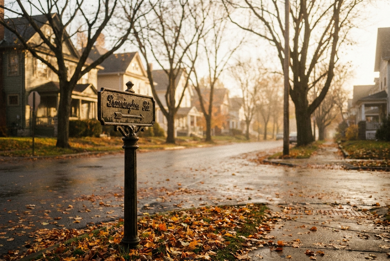 A child with a backpack walking along a residential pavement after getting off the school bus